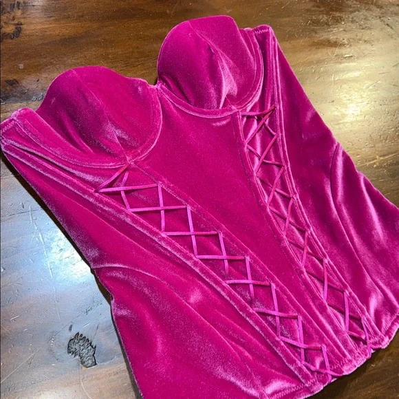 NWT SAVAGE X FENDY FUCHSIA VELVET CORSET💗 - Picture 5 of 9